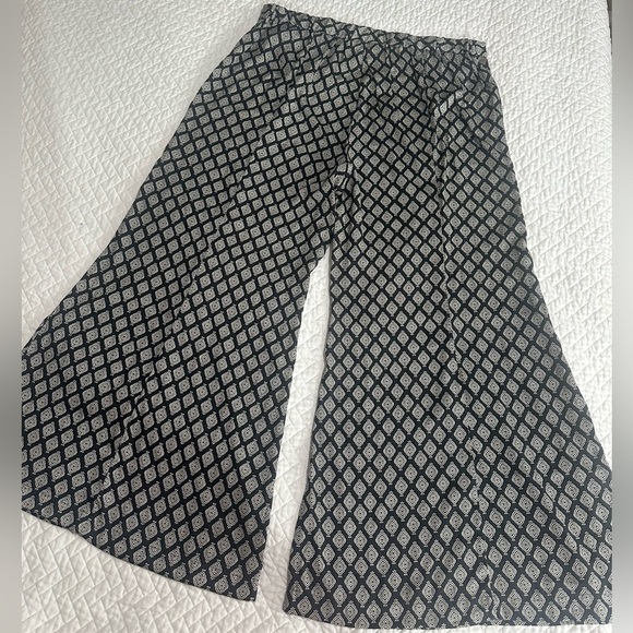 Anthropologie Saturday Sunday Wide Leg Printed Pull-on Lounge Pants Size M Black - Picture 4 of 6